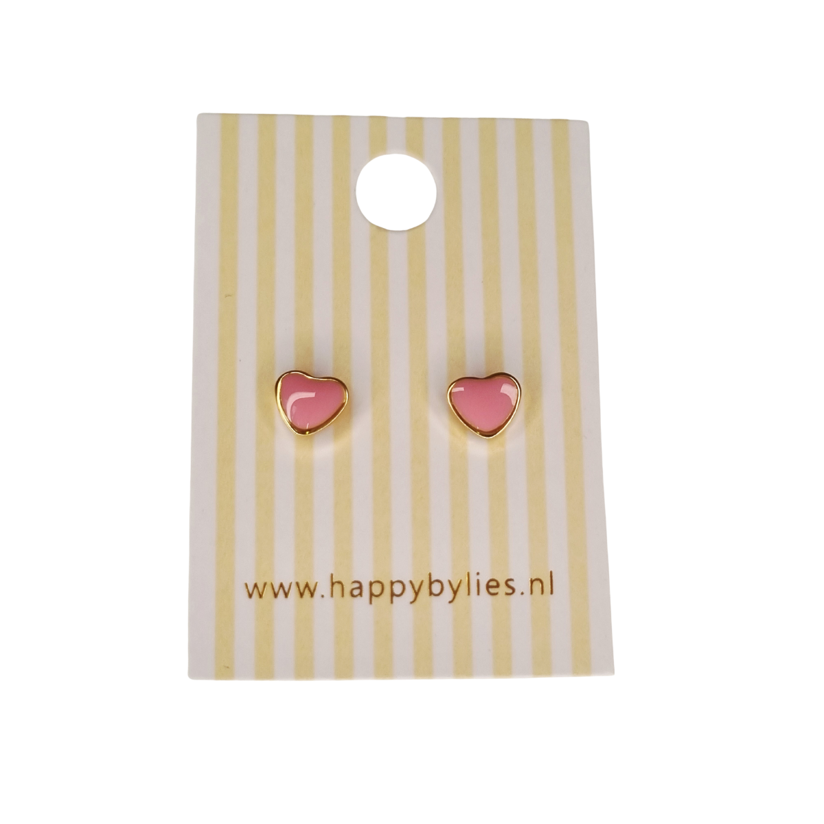 Kinderoorbellen Hart goud, roze met schroefsluiting
