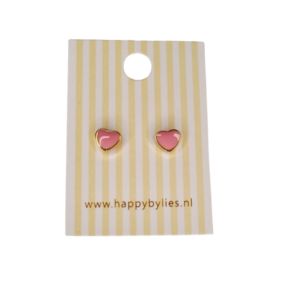 Kinderoorbellen Hart goud, roze met schroefsluiting