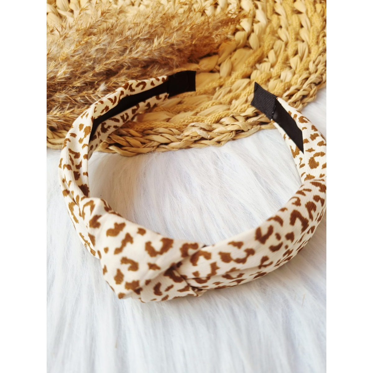 Knoopdiadeem Beige leopard