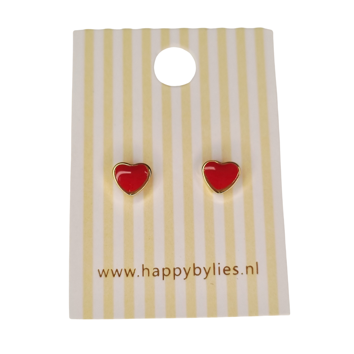 Kinderoorbellen Hart goud, rood met schroefsluiting