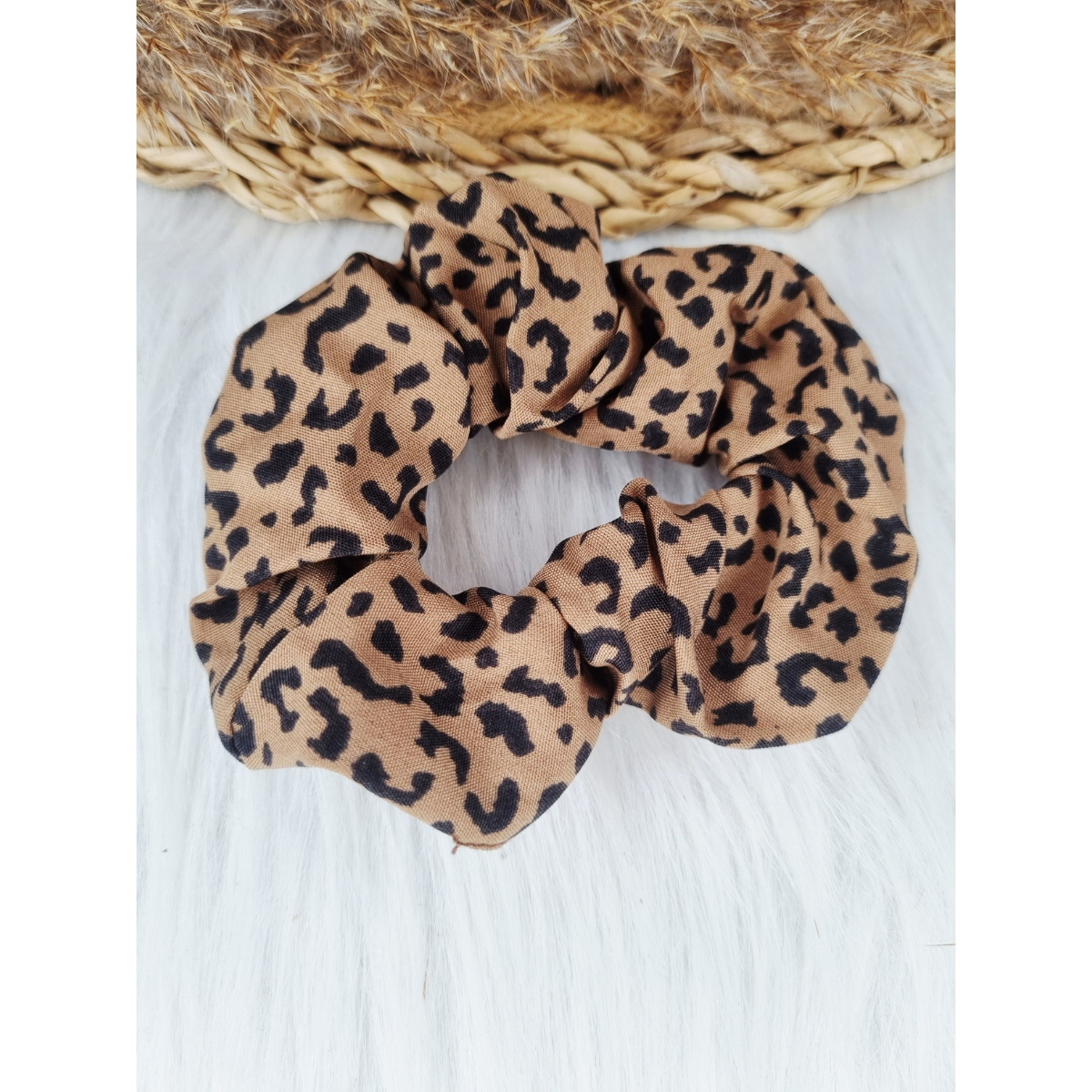Scrunchie Leopard bruin/zwart
