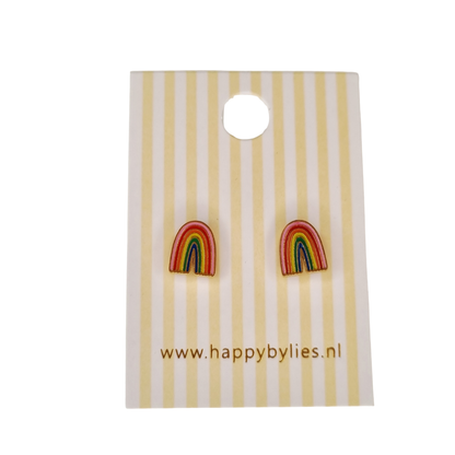 Kinderoorbellen Regenboog goud  met schroefsluiting