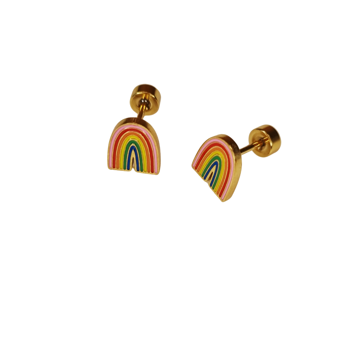 Kinderoorbellen Regenboog goud  met schroefsluiting