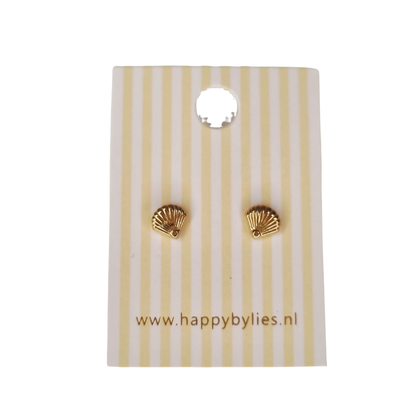 Kinderoorbellen Schelp goud met schroefsluiting