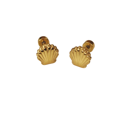 Kinderoorbellen Seashell goud met schroefsluiting 