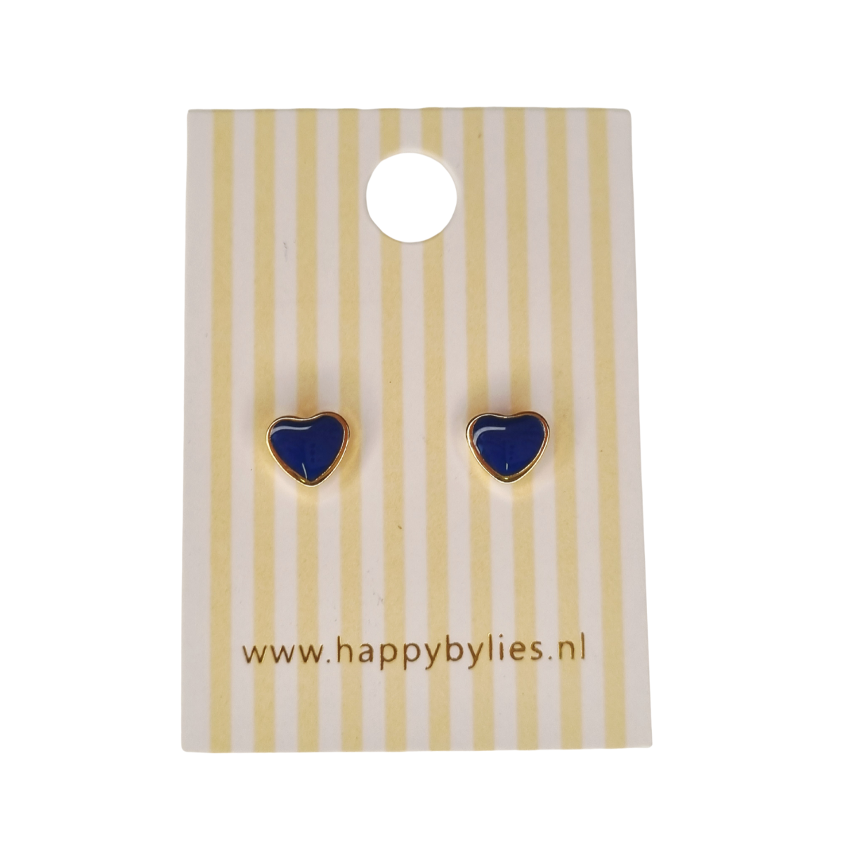 Kinderoorbellen Hart goud, donkerblauw met schroefsluiting