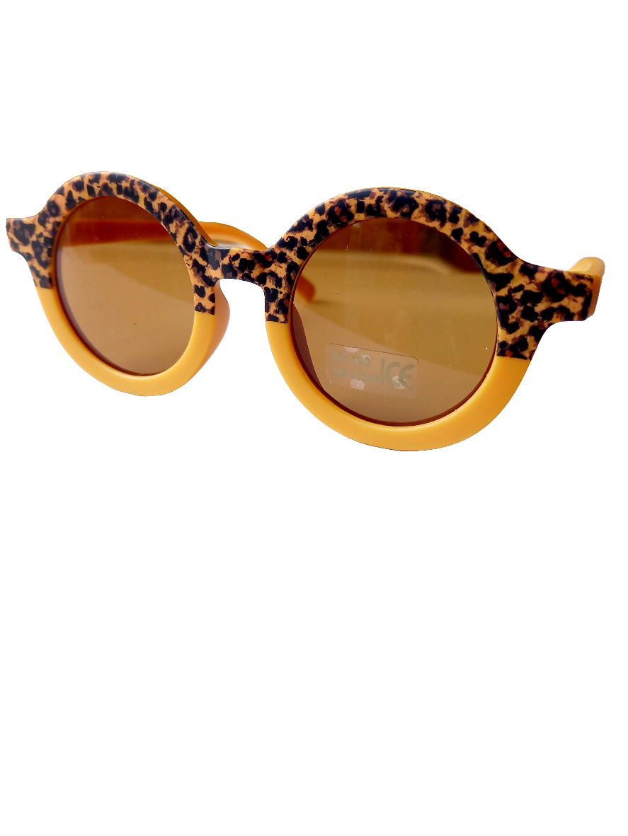 Kinderzonnebril retro leopard geel 