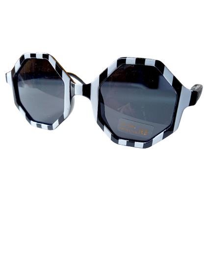 Kinderzonnebril sunny stripe zwart/wit