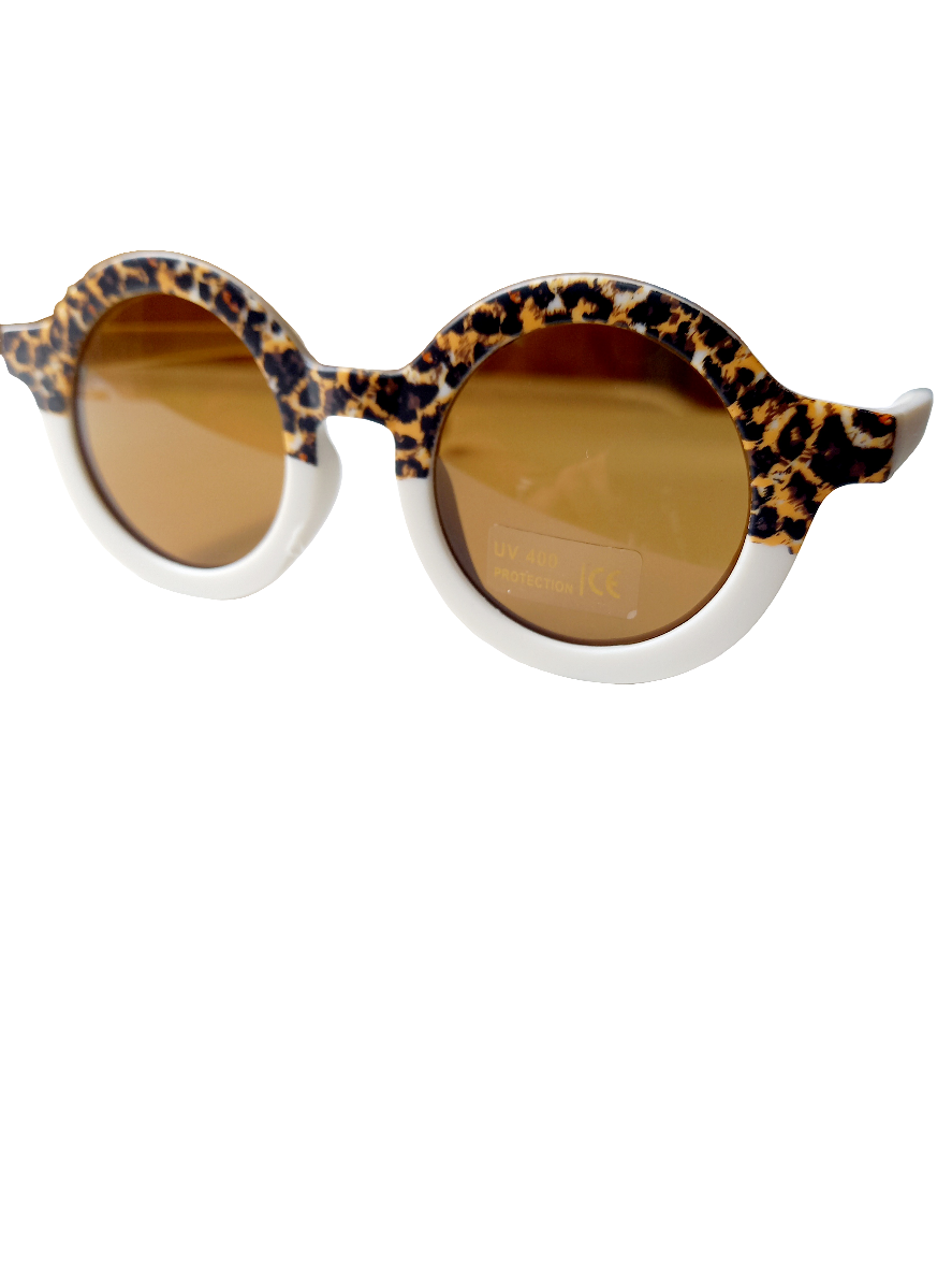 Kinderzonnebril retro leopard cream 