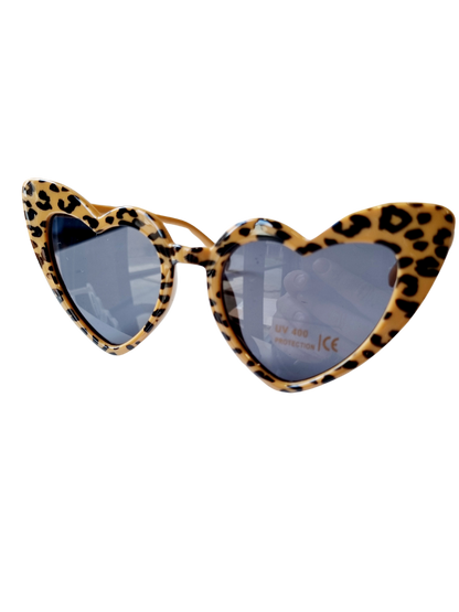 Kinderzonnebril hart leopard caramel