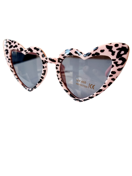 Kinderzonnebril hart leopard roze