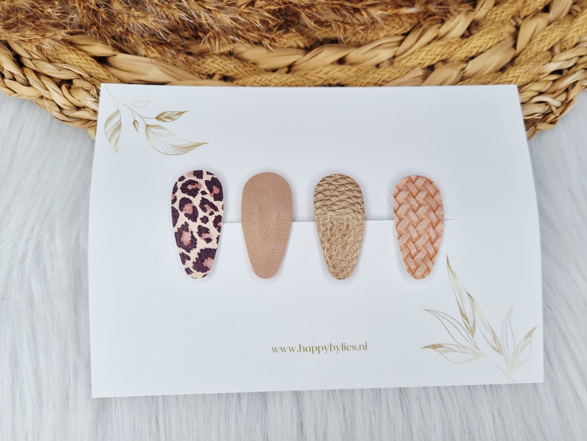 Leatherlook haarspeldjes Mira ovaal