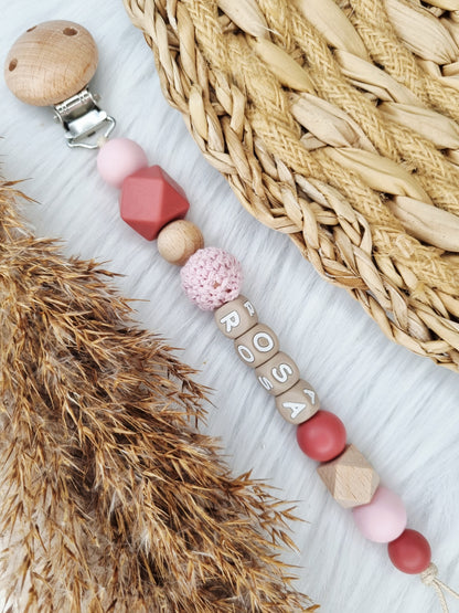 Speenkoord met naam (Jouw eigen ontwerp) mystic, roze