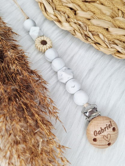 Newborn speenkoord daisy beige, marble