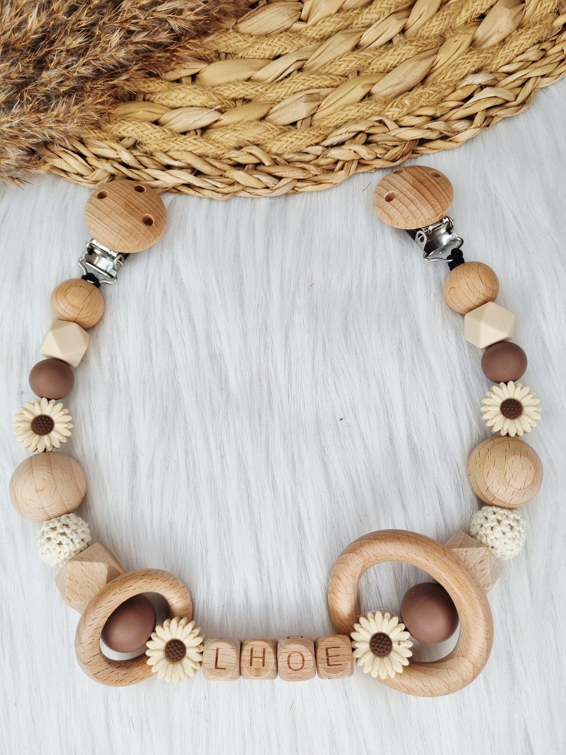 Wagenspanner met naam Daisy beige, brownie 