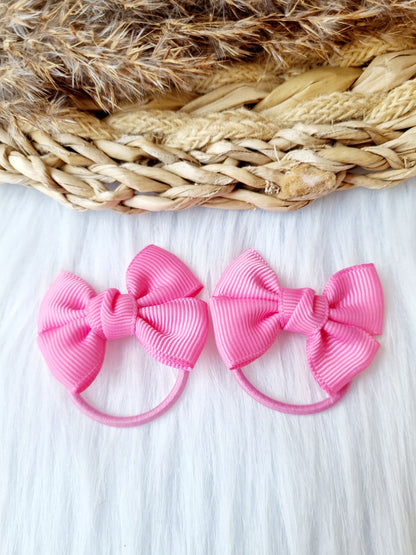 Haar elastiekje strik (lint) janna 2 stuks roze