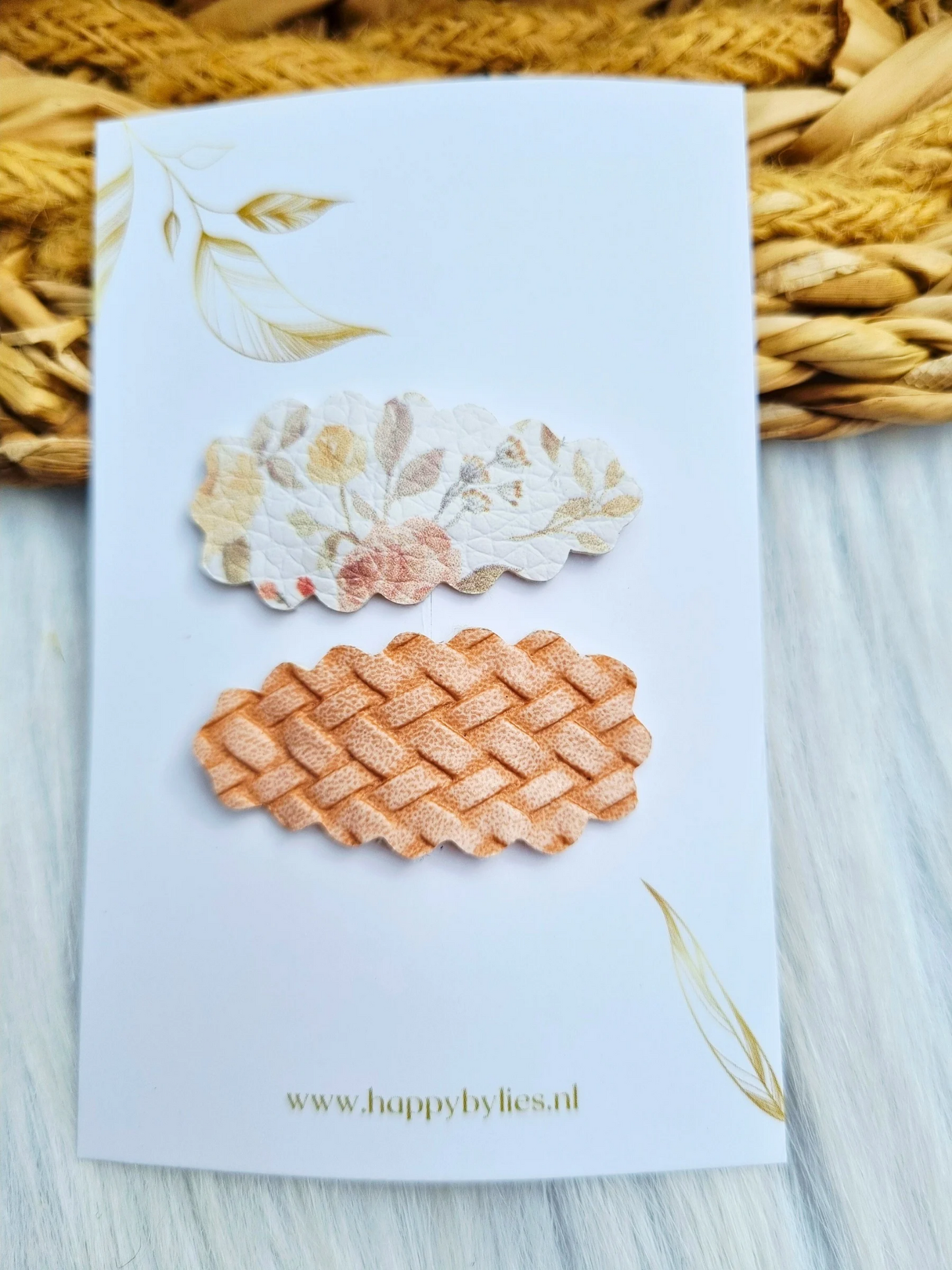 Leatherlook haarspeldjes Joy ribbel