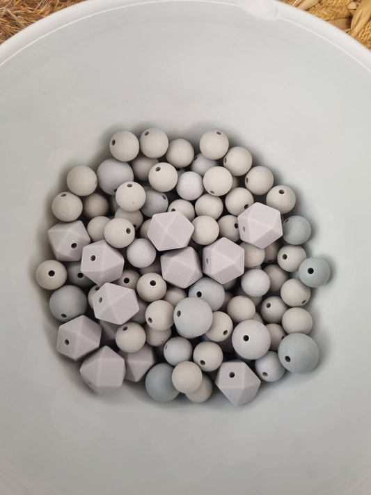 Siliconen kralen grijs