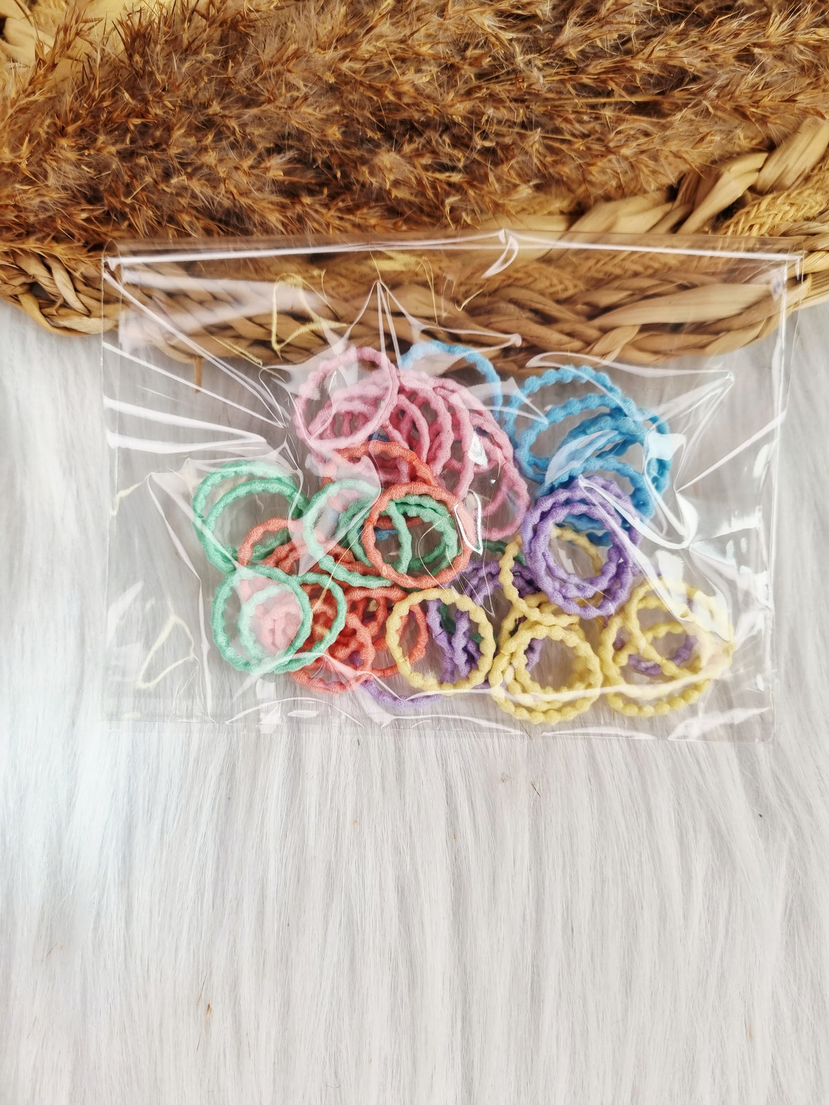 Mini haarelastiekjes bubbly multi color 50 stuks