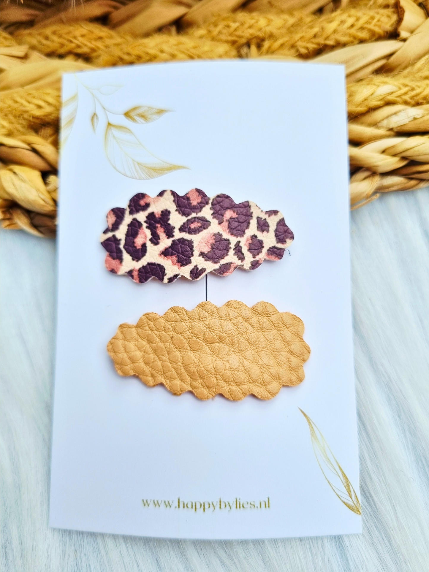 Leatherlook haarspeldjes pip ribbel 