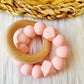 bijtring met naam basic babypink