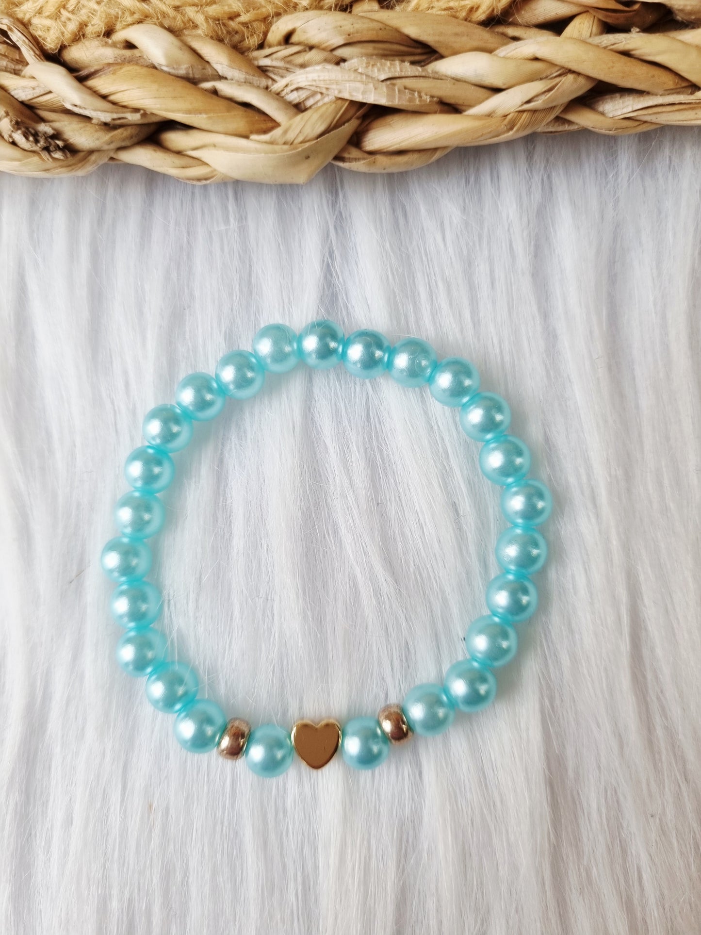 Kinder armband Pearl hart aqua