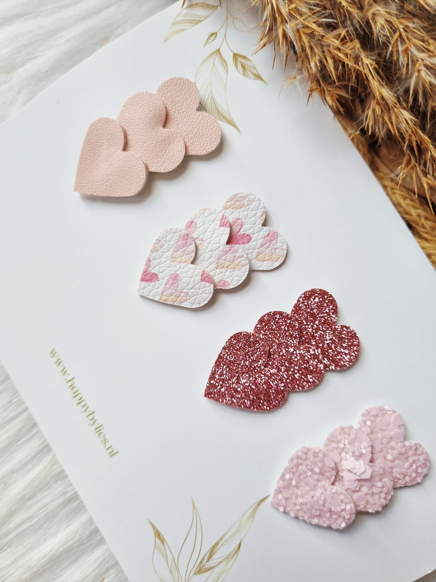 Leatherlook anti-slip haarspeldjes Nien hart