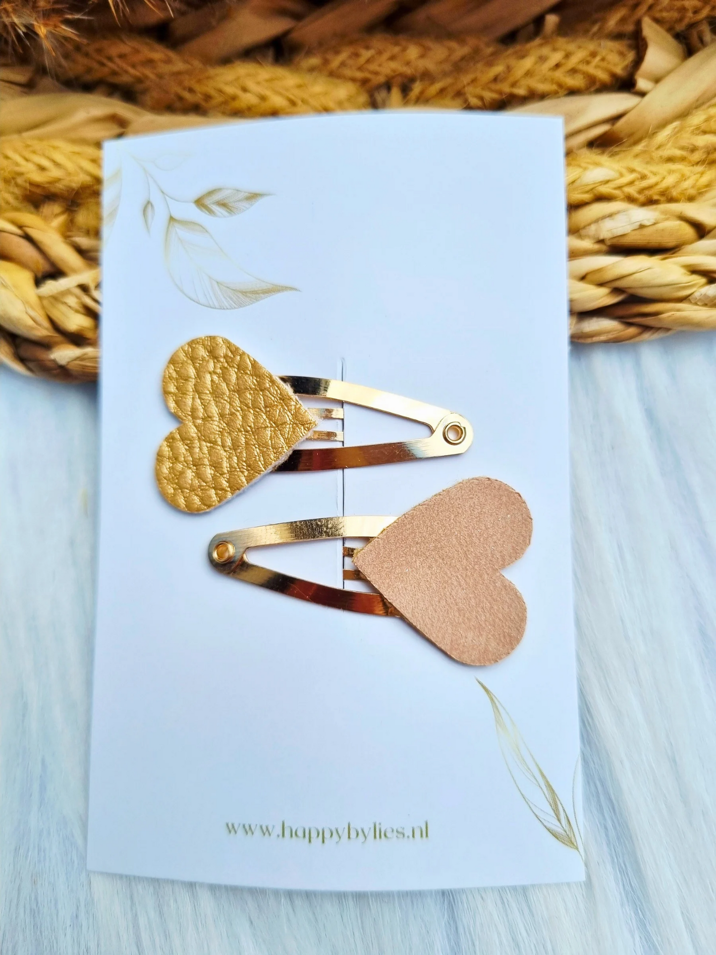 Leatherlook haarspeldjes Ize hart