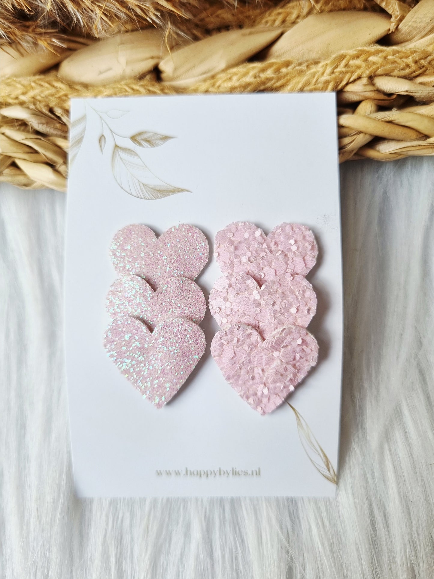 Leatherlook anti-slip haarspeldjes Lot hart