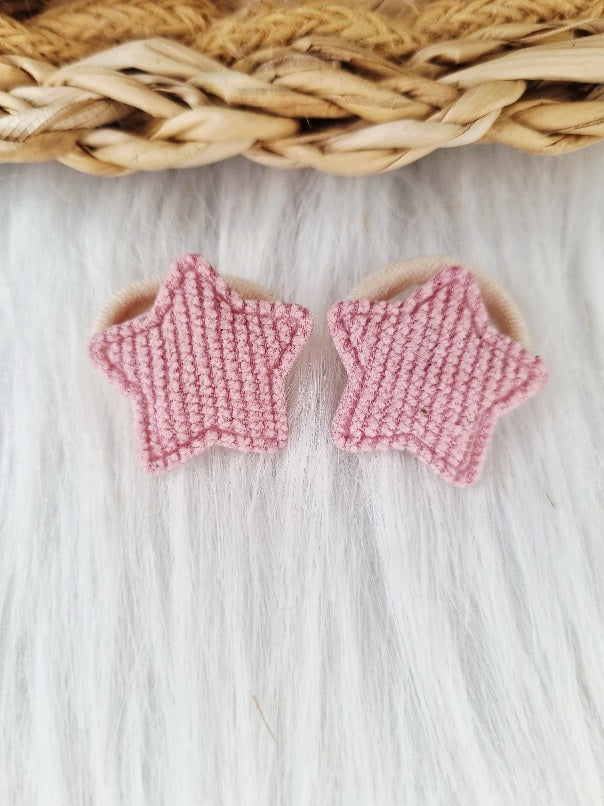 Mini haarelastiekjes Ster rib 2 stuks oudroze