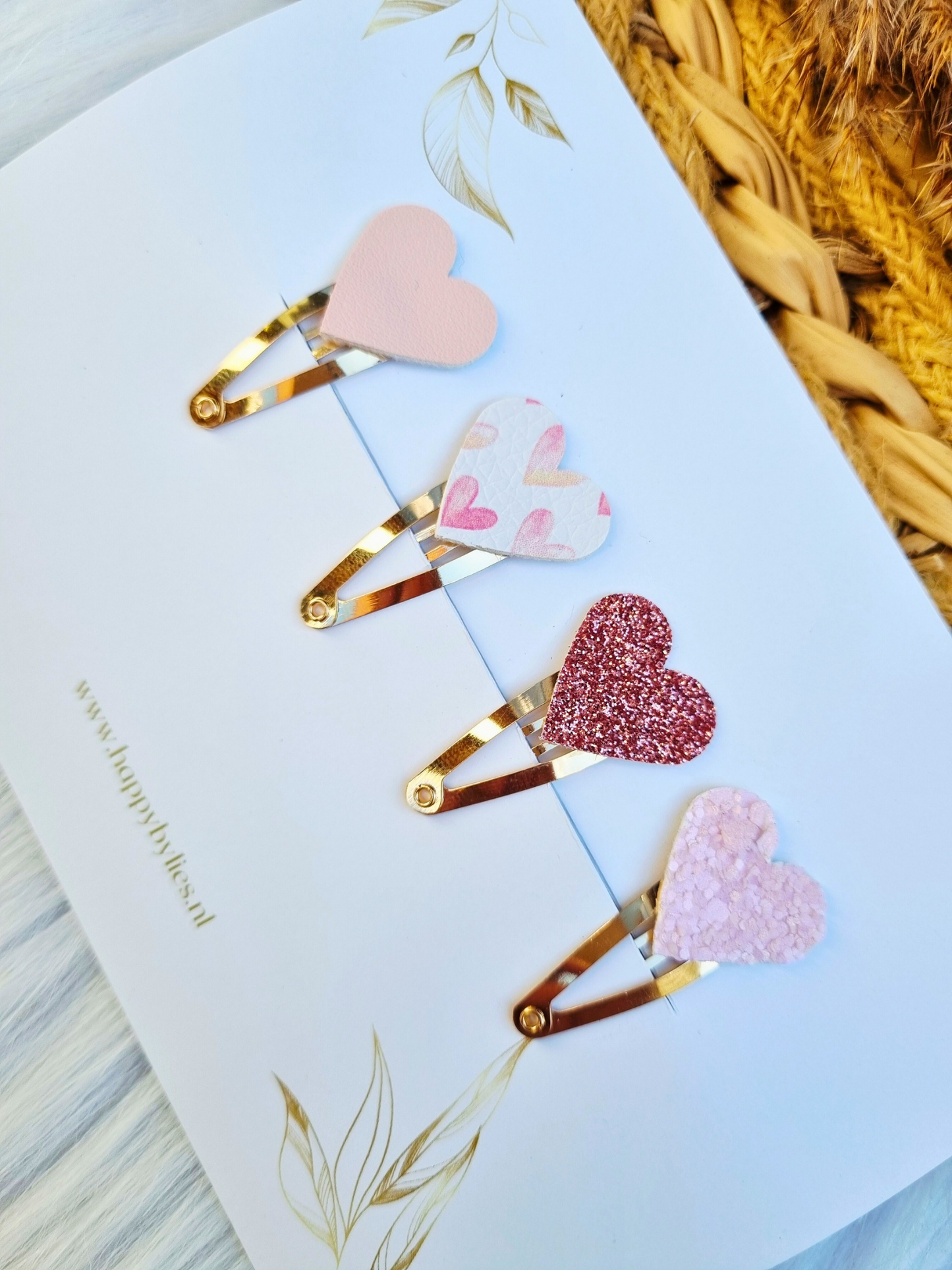 Leatherlook haarspeldjes Nien hart