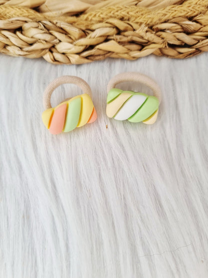 Mini haarelastiekjes spekje 2 stuks groen/geel