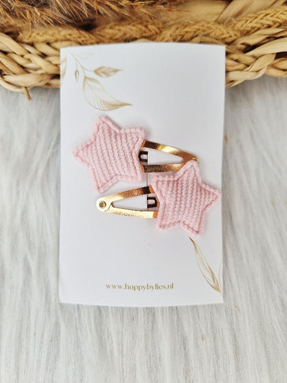 Haarspeldje Ster rib 2 stuks light pink