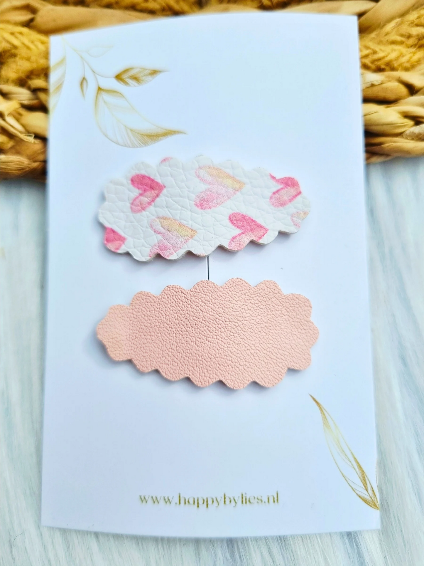 Leatherlook haarspeldjes Mae ribbel