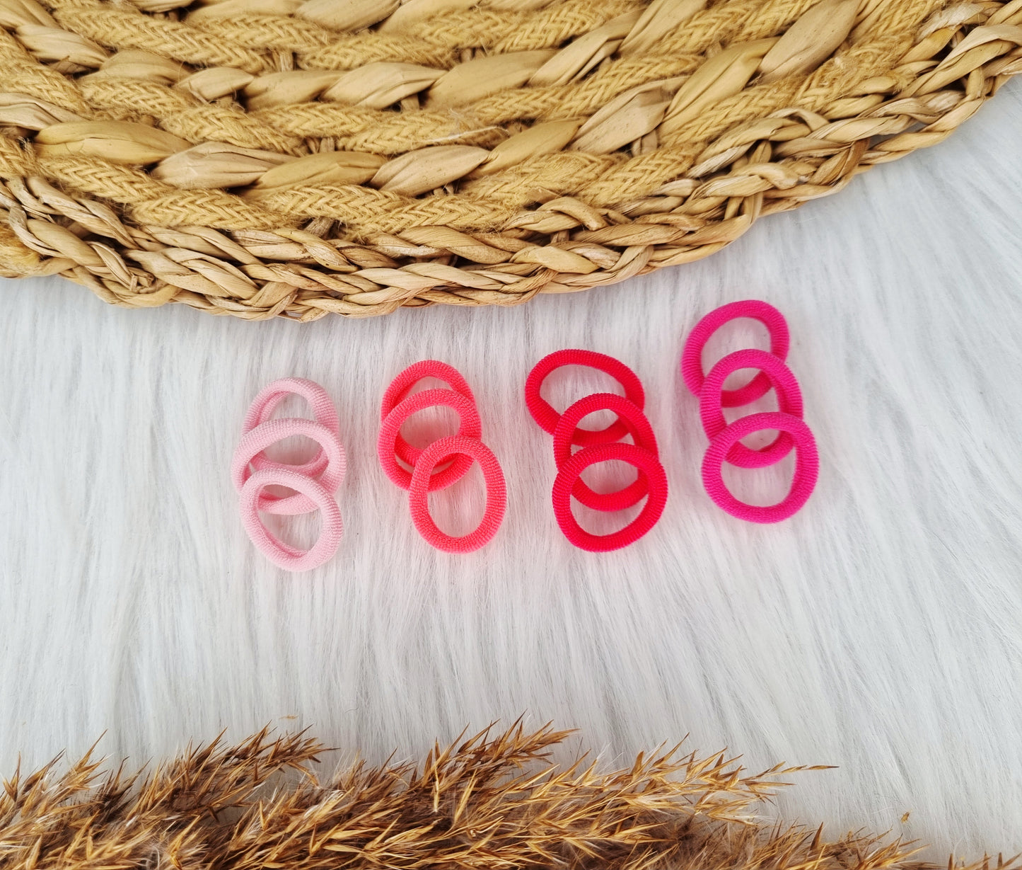 Mini haarelastiekjes roze mix 12 stuks