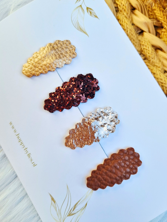 Leatherlook haarspeldjes Lois ribbel