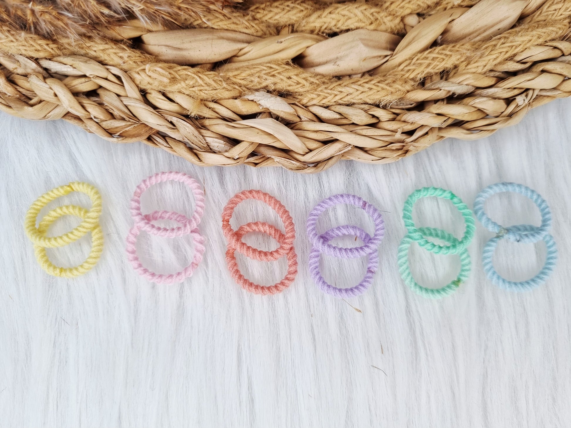 Mini haarelastiekjes ribbel multi color 12 stuks