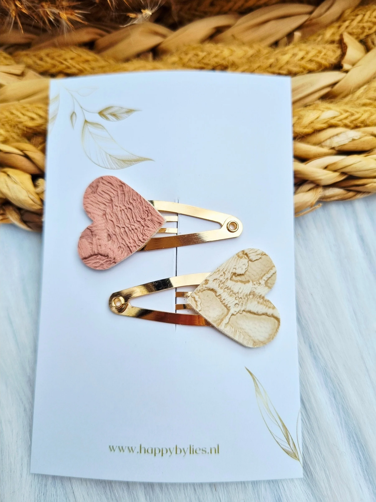 Leatherlook haarspeldjes Sky hart