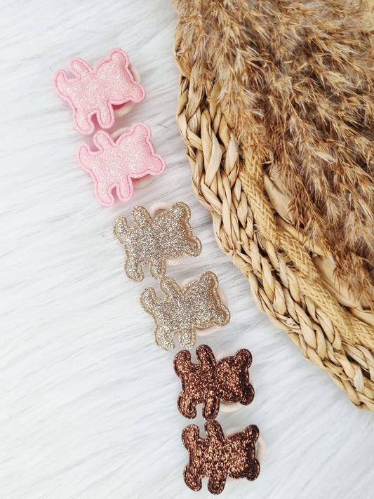 Mini haarelastiekje Beer glitter 2 stuks