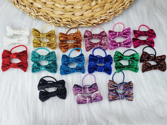 Haarelastiekje strik Glitter (lint)  2 stuks