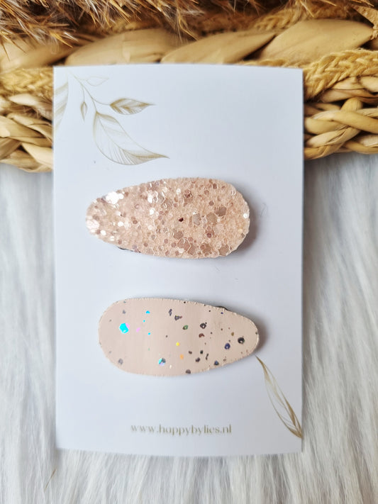 Leatherlook anti-slip haarspeldjes jet ovaal