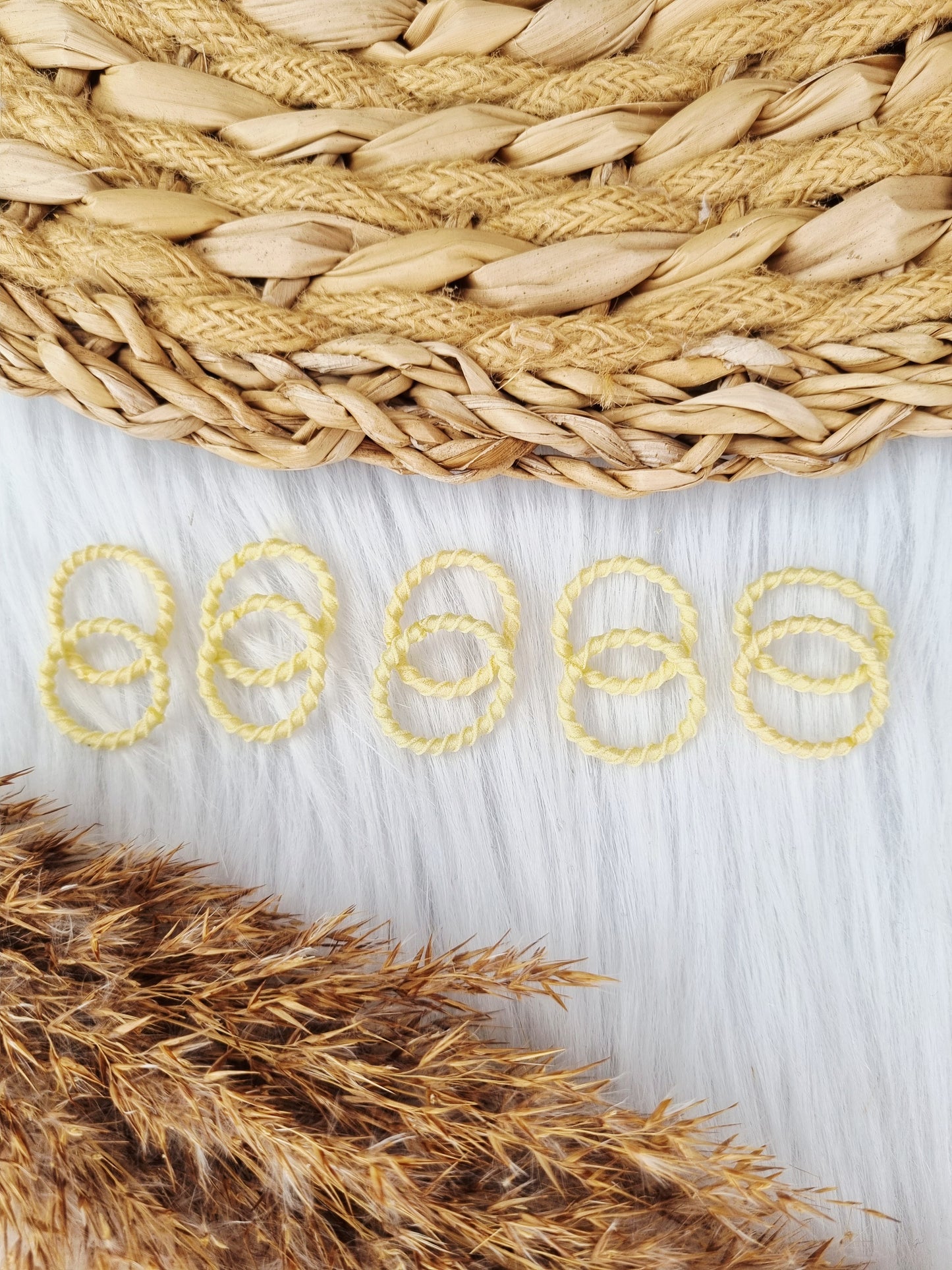 Mini haarelastiekjes ribbel zacht geel 10 stuks