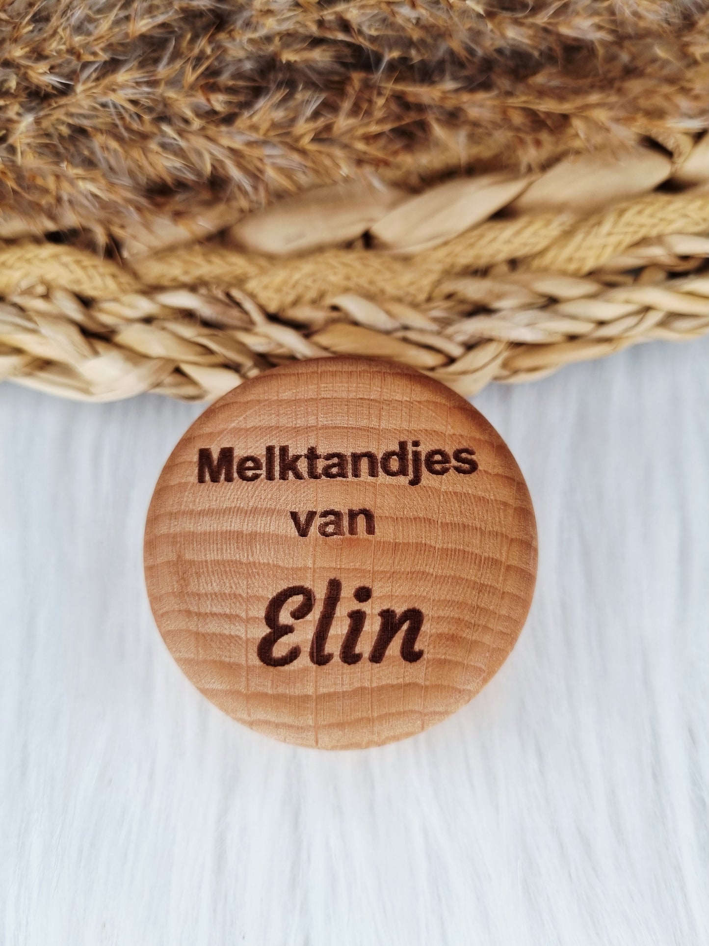 Houten tandendoosje (gegraveerd)