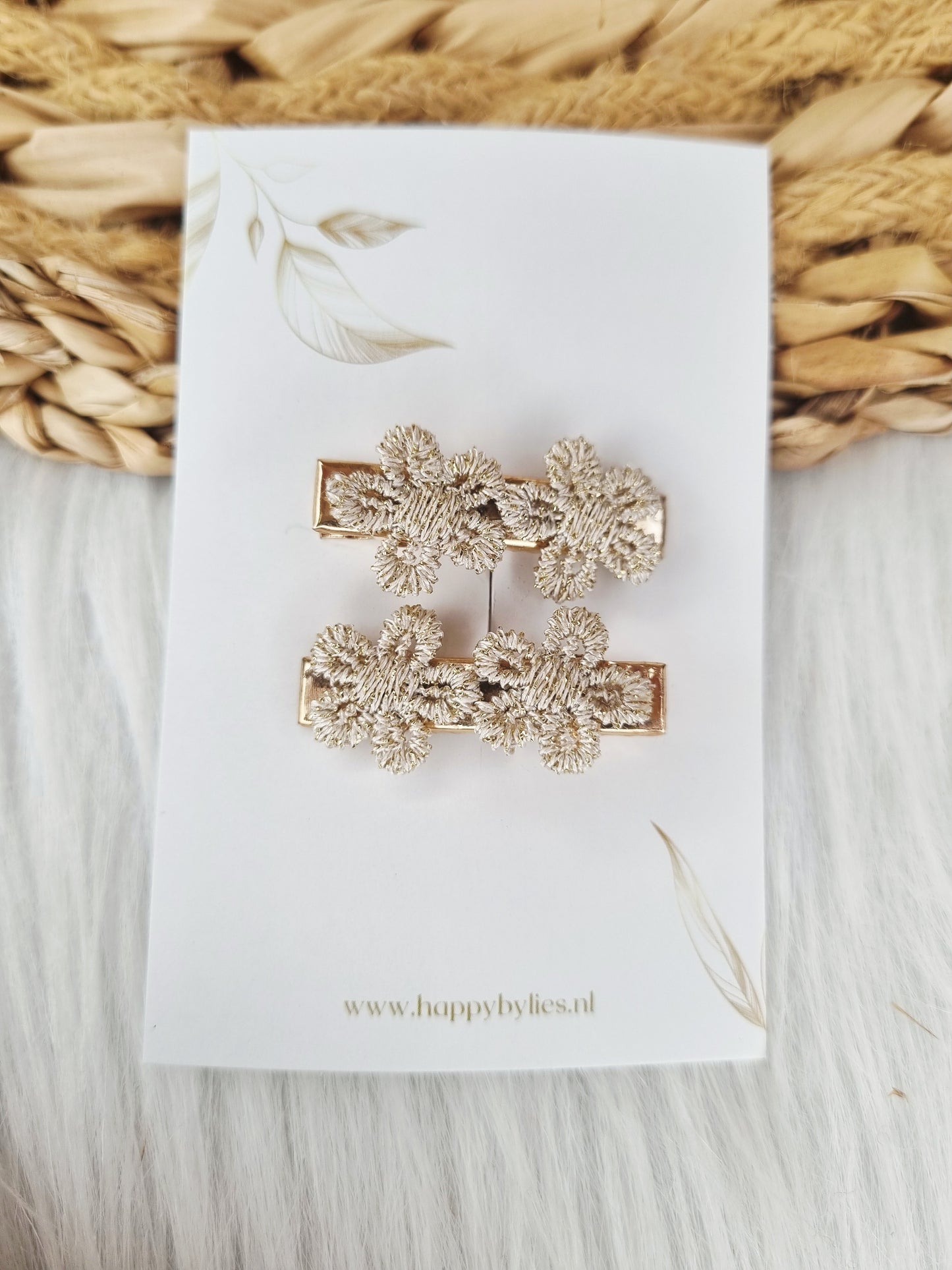 Haarspeldje Aligator gold flower 2 stuks