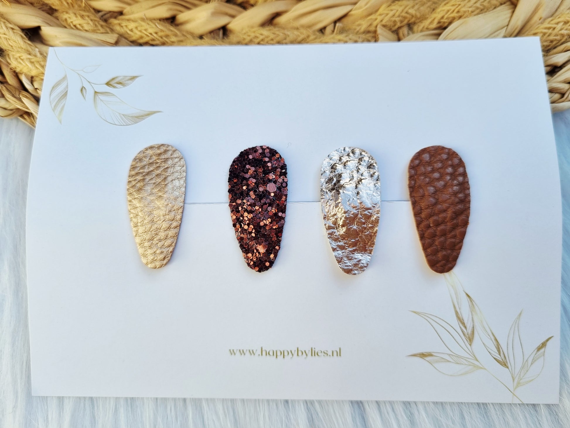 Leatherlook haarspeldjes Lois ovaal