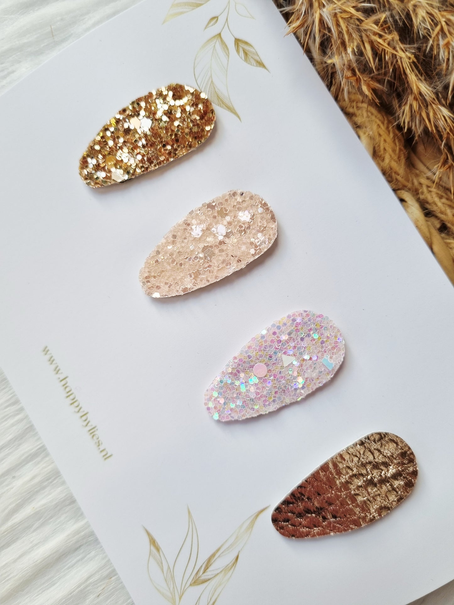 Leatherlook anti-slip haarspeldjes Suze ovaal