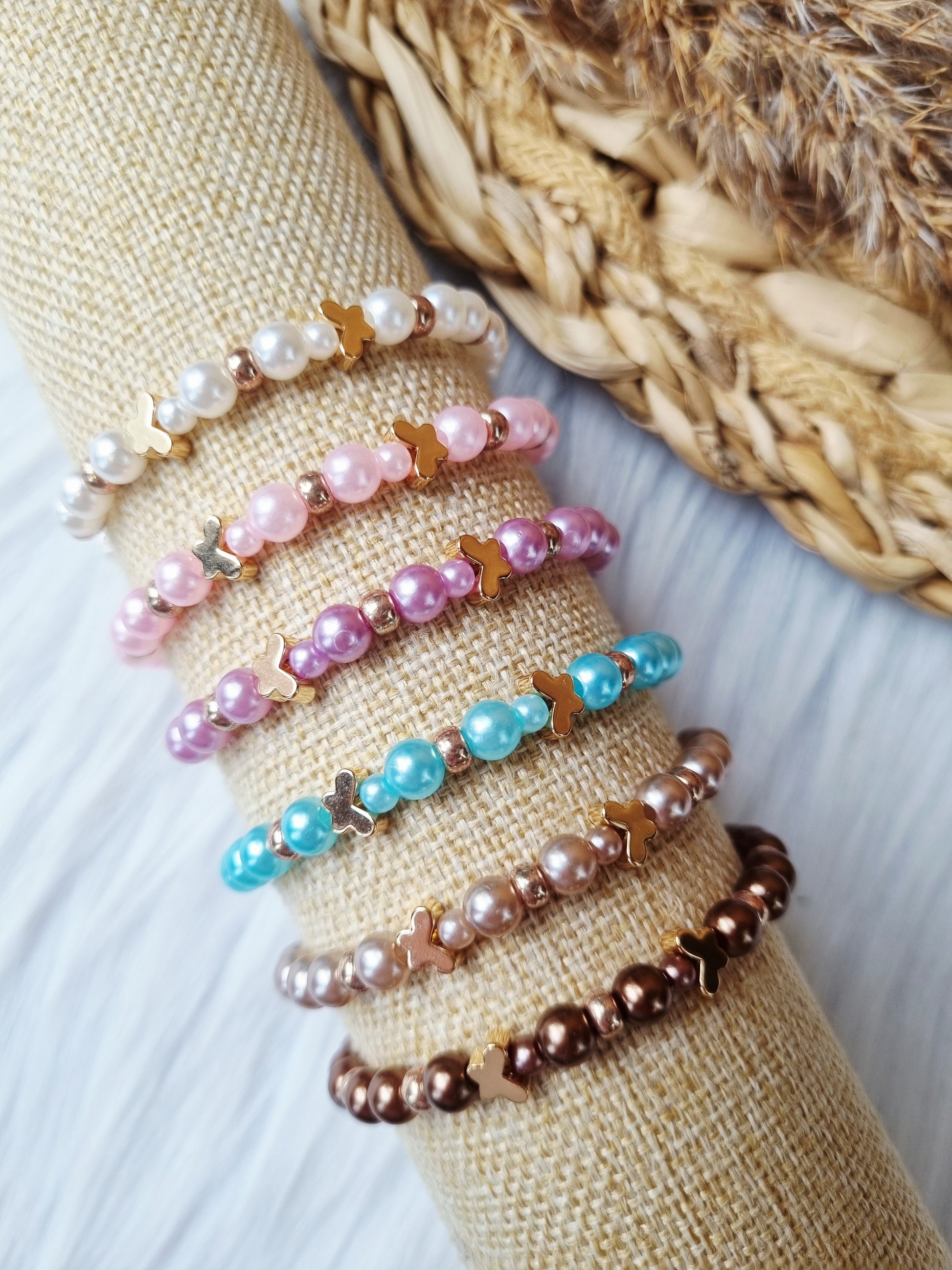 Kinderarmband - Pearl vlinder goud