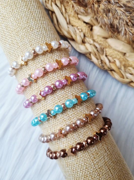 Kinderarmband - Pearl vlinder goud