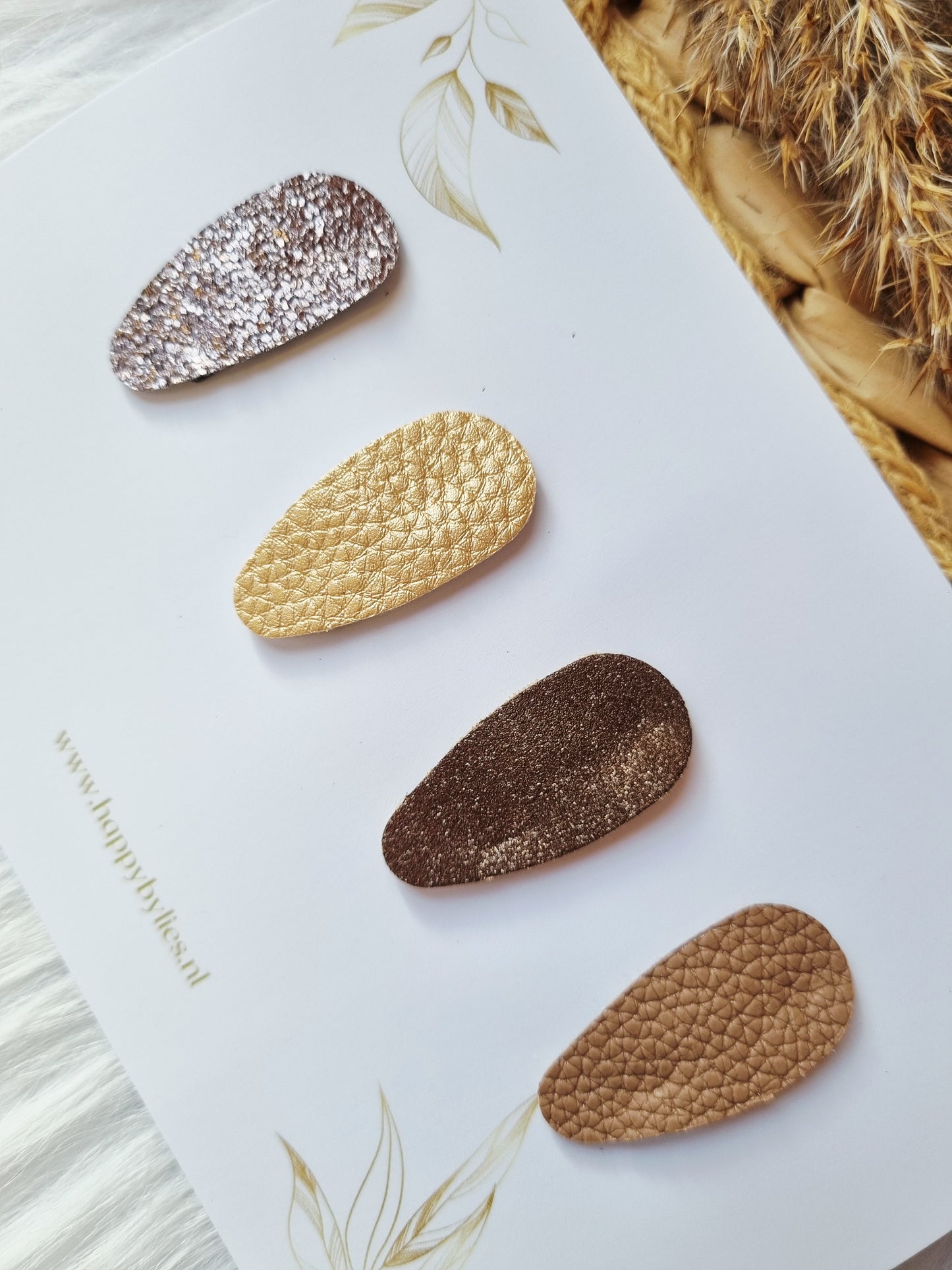 Leatherlook anti-slip haarspeldjes luna ovaal