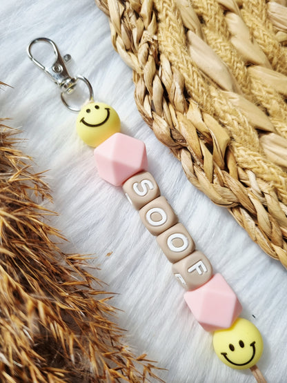 Sleutelhanger smiley babypink 